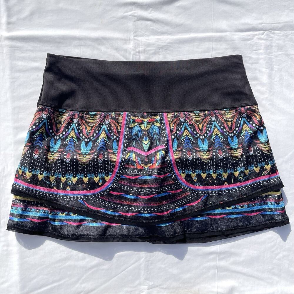 Lucky In Love Velvet Vision Tiered Athletic Tennis Skirt Womens XL Multicolor